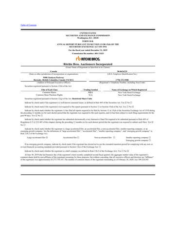 Miniature RB Global
 10-K Rapport annuel 2019