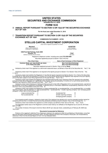 Thumbnail Stellus Capital Investment Corporation 10-K Annual Report 
