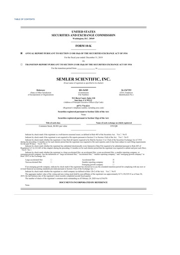 Thumbnail Semler Scientific
 10-K Annual Report 2019