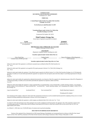 Thumbnail 22nd Century Group
 10-K Annual Report 2019