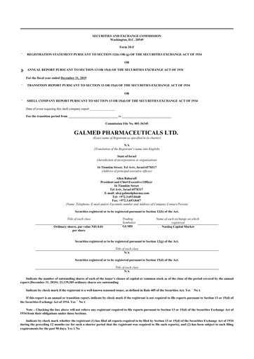 Thumbnail Galmed Pharmaceuticals
 20-F Annual Report 2019