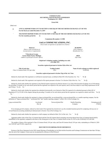 Thumbnail Saga Communications 10-K Annual Report 2019