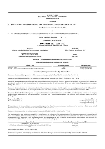 Vorschaubild Fortress Biotech
 10-K Jahresbericht 2019