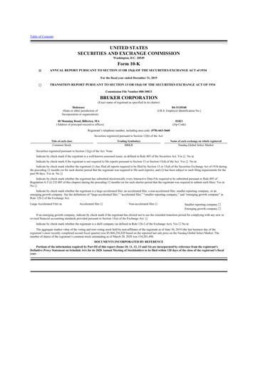 Thumbnail Bruker 10-K Annual Report 2019