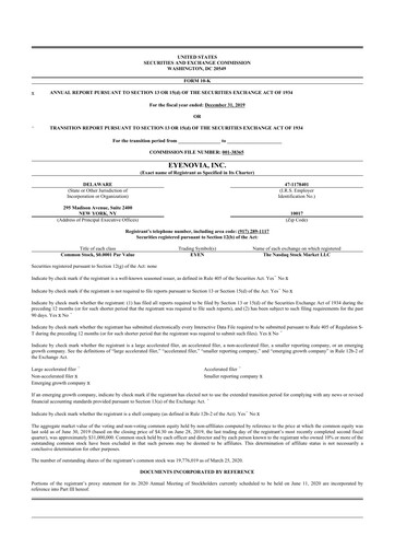 Thumbnail Eyenovia 10-K Annual Report 2019