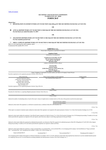 Miniature Grifols 20-F Rapport annuel 2019