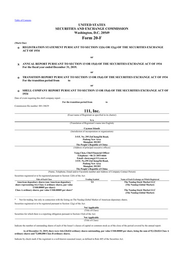 Thumbnail 111, Inc. 20-F Annual Report 2019