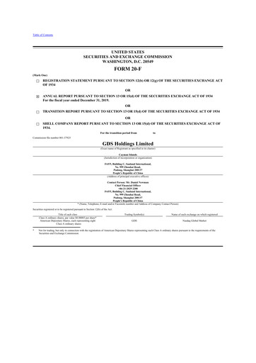 Vorschaubild GDS Holdings 20-F Jahresbericht 2019