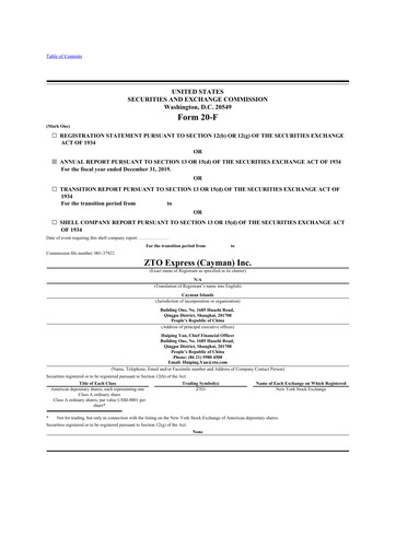 Thumbnail ZTO Express
 20-F Annual Report 2019