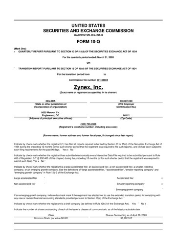 Thumbnail Zynex 10-Q Quarterly Report FY2020 