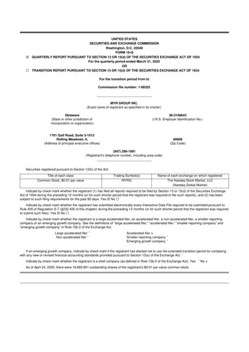 Thumbnail MYR Group 10-Q Quarterly Report FY2020 