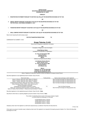 Thumbnail Televisa 20-F Annual Report 2019