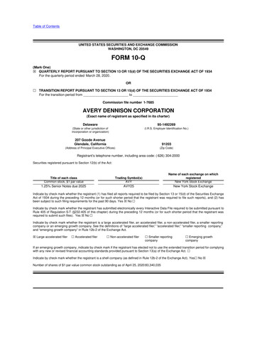 Miniature Avery Dennison
 10-Q Rapport trimestriel 2020 