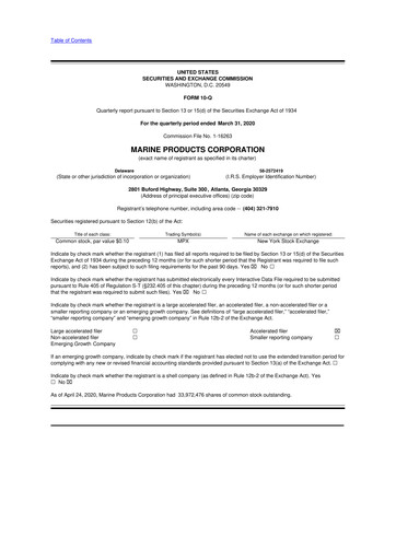 Miniature Marine Products Corporation 10-Q Rapport trimestriel  