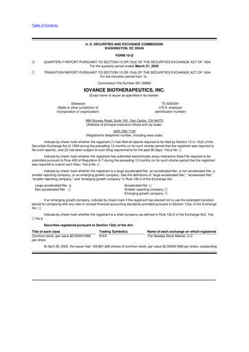 Thumbnail Iovance Biotherapeutics
 10-Q Quarterly Report FY2020 