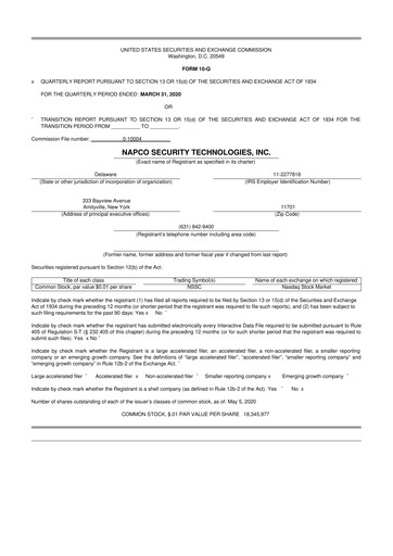 Thumbnail NAPCO Security Technologies 10-Q Quarterly Report FY2020 