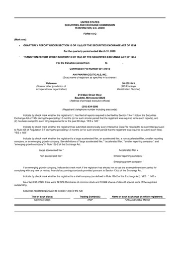 Thumbnail ANI Pharmaceuticals 10-Q Quarterly Report FY2020 