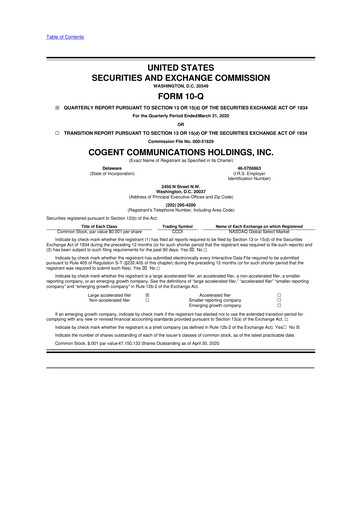 Thumbnail Cogent Communications
 10-Q Quarterly Report FY2020 