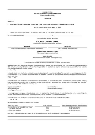 Thumbnail Sachem Capital
 10-Q Quarterly Report FY 