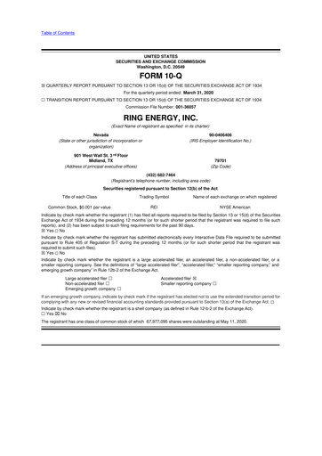 Vorschaubild Ring Energy
 10-Q Quartalsbericht 2020 