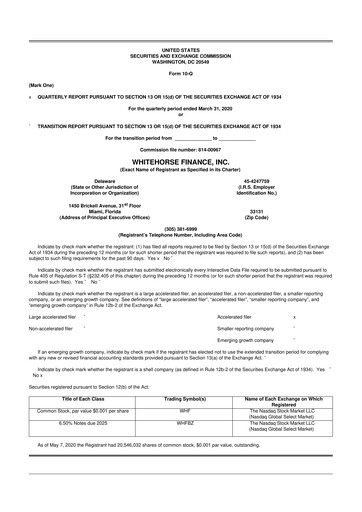 Vorschaubild WhiteHorse Finance 10-Q Quartalsbericht  