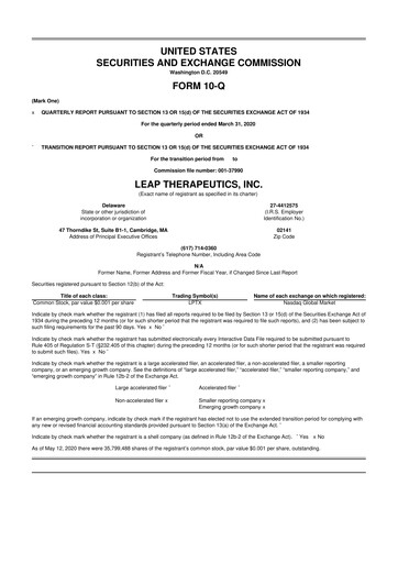 Thumbnail Leap Therapeutics
 10-Q Quarterly Report FY2020 