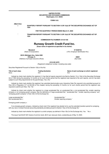 Thumbnail Runway Growth Finance 10-Q Quarterly Report FY 
