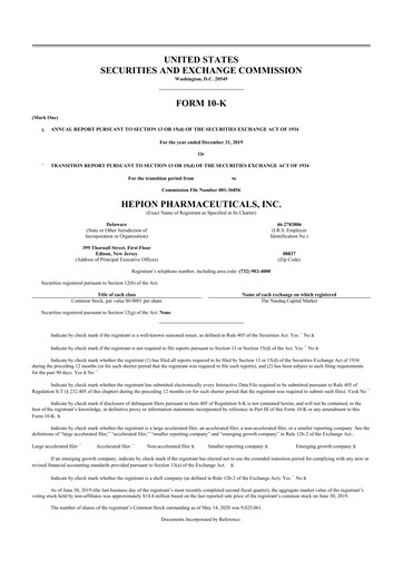 Thumbnail Hepion Pharmaceuticals 10-K Annual Report 2019