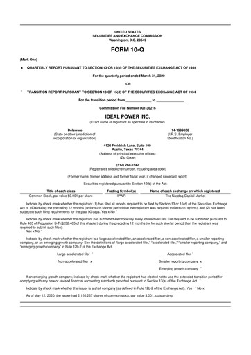 Thumbnail Ideal Power 10-Q Quarterly Report FY 