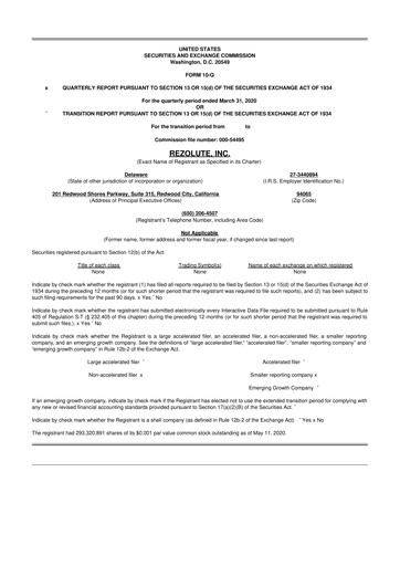Thumbnail Rezolute 10-Q Quarterly Report FY2020 
