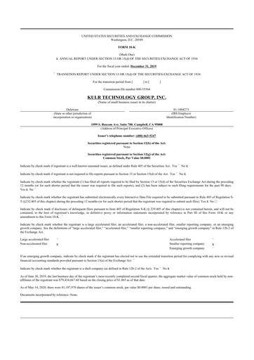 Thumbnail KULR Technology Group 10-K Annual Report 2019