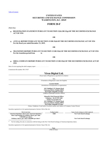 Thumbnail Yiren Digital 20-F Annual Report 2019