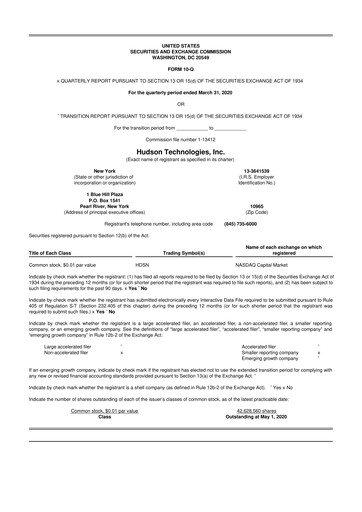 Thumbnail Hudson Technologies 10-Q Quarterly Report FY2020 