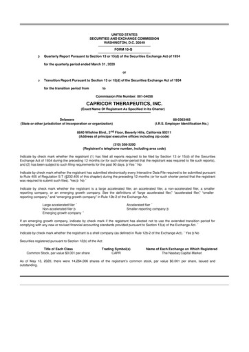 Thumbnail Capricor Therapeutics
 10-Q Quarterly Report FY2020 