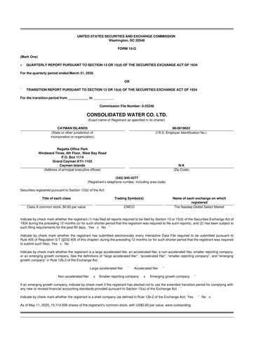 Thumbnail Consolidated Water 10-Q Quarterly Report FY2020 