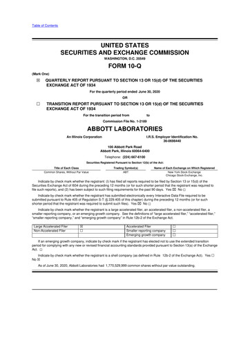 Thumbnail Abbott Laboratories 10-Q Quarterly Report FY2020 