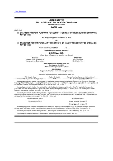 Thumbnail Innoviva 10-Q Quarterly Report FY2020 