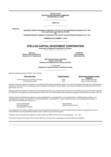 Thumbnail Stellus Capital Investment Corporation 10-Q Quarterly Report FY 