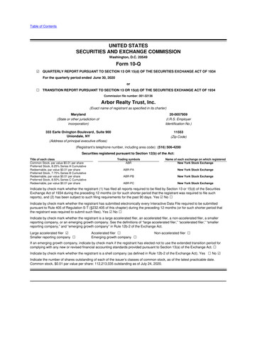 Vorschaubild Arbor Realty Trust
 10-Q Quartalsbericht 2020 