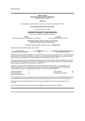 Miniature Marine Products Corporation 10-Q Rapport trimestriel  