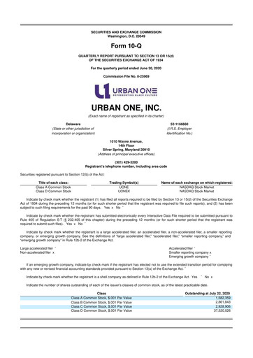 Thumbnail Urban One
 10-Q Quarterly Report FY2020 