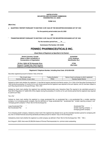 Miniature Fennec Pharmaceuticals 10-Q Rapport trimestriel 2020 