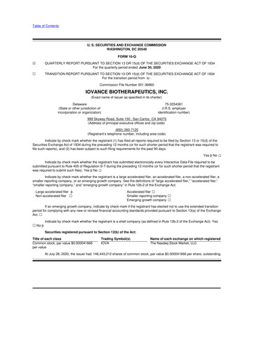 Thumbnail Iovance Biotherapeutics
 10-Q Quarterly Report FY2020 