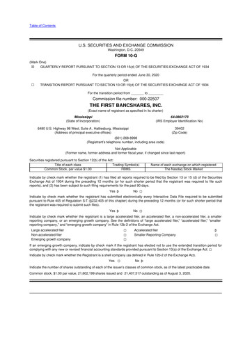 Thumbnail The First Bancshares 10-Q Quarterly Report FY2020 