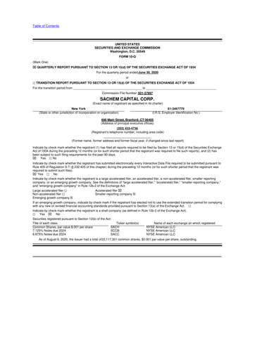 Thumbnail Sachem Capital
 10-Q Quarterly Report FY 