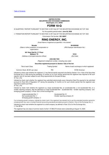 Vorschaubild Ring Energy
 10-Q Quartalsbericht 2020 