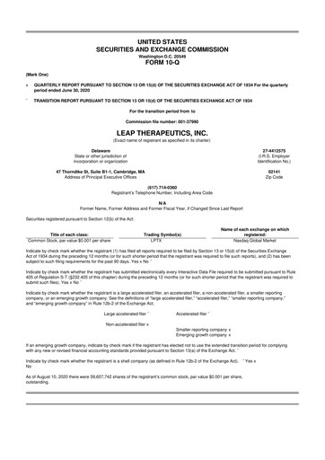 Thumbnail Leap Therapeutics
 10-Q Quarterly Report FY2020 
