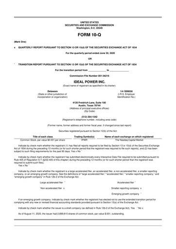 Thumbnail Ideal Power 10-Q Quarterly Report FY 