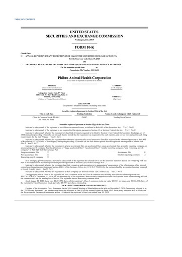 Thumbnail Phibro Animal Health
 10-K Annual Report 2020