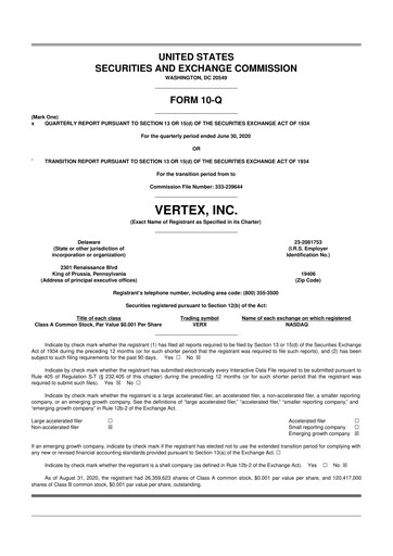 Thumbnail Vertex 10-Q Quarterly Report FY2020 